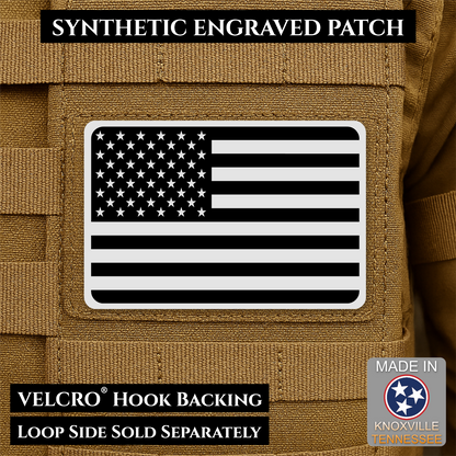 Tactical Synthetic Engraved American Flag Patch, 2x3" | Made in USA | VELCRO® Brand Hook Backing
