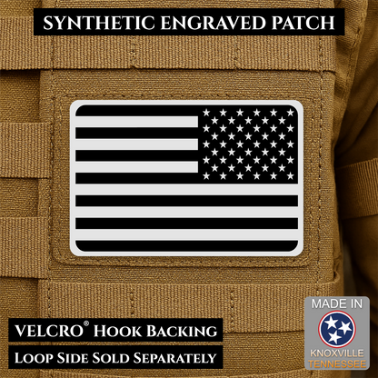 Tactical Synthetic Engraved American Flag Patch, 2x3" | Made in USA | VELCRO® Brand Hook Backing