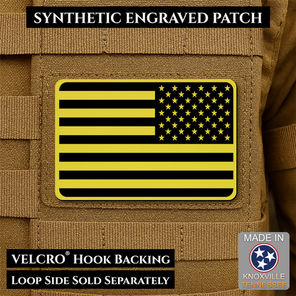 Tactical Synthetic Engraved American Flag Patch, 2x3" | Made in USA | VELCRO® Brand Hook Backing