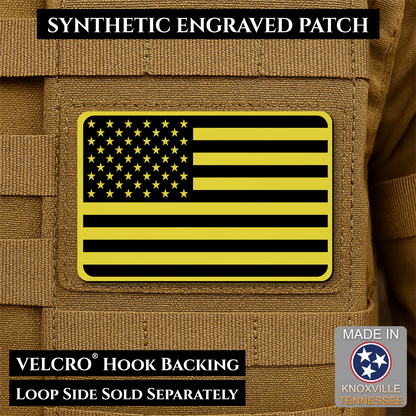 Tactical Synthetic Engraved American Flag Patch, 2x3" | Made in USA | VELCRO® Brand Hook Backing
