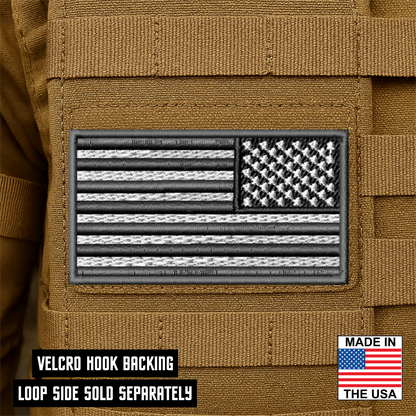 Gray Tactical American Flag Patch | Made in USA | VELCRO® Brand Hook Backing