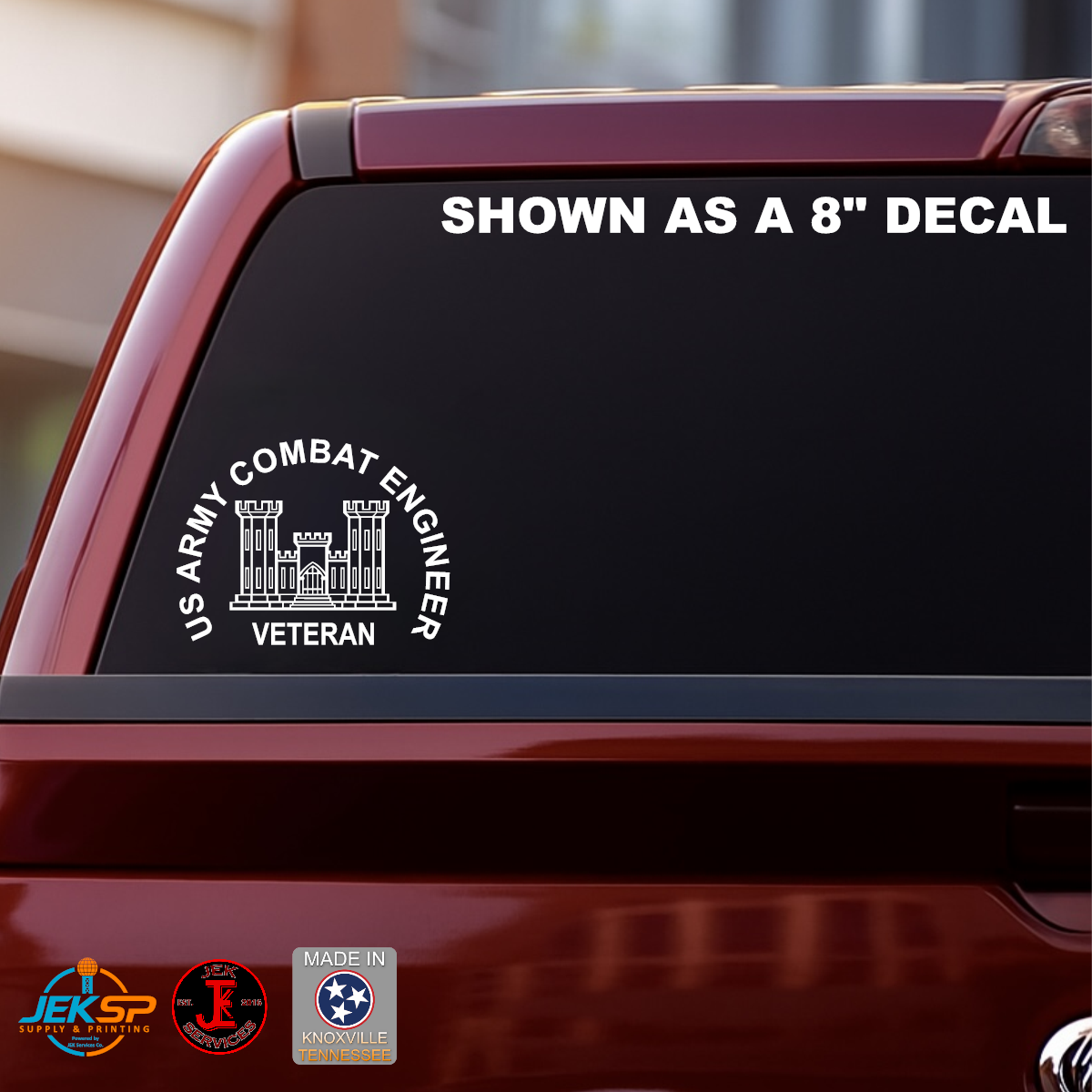 U.S. Army Combat Engineer Veteran Vinyl Decal | Military Vehicle Window Sticker | Made In USA