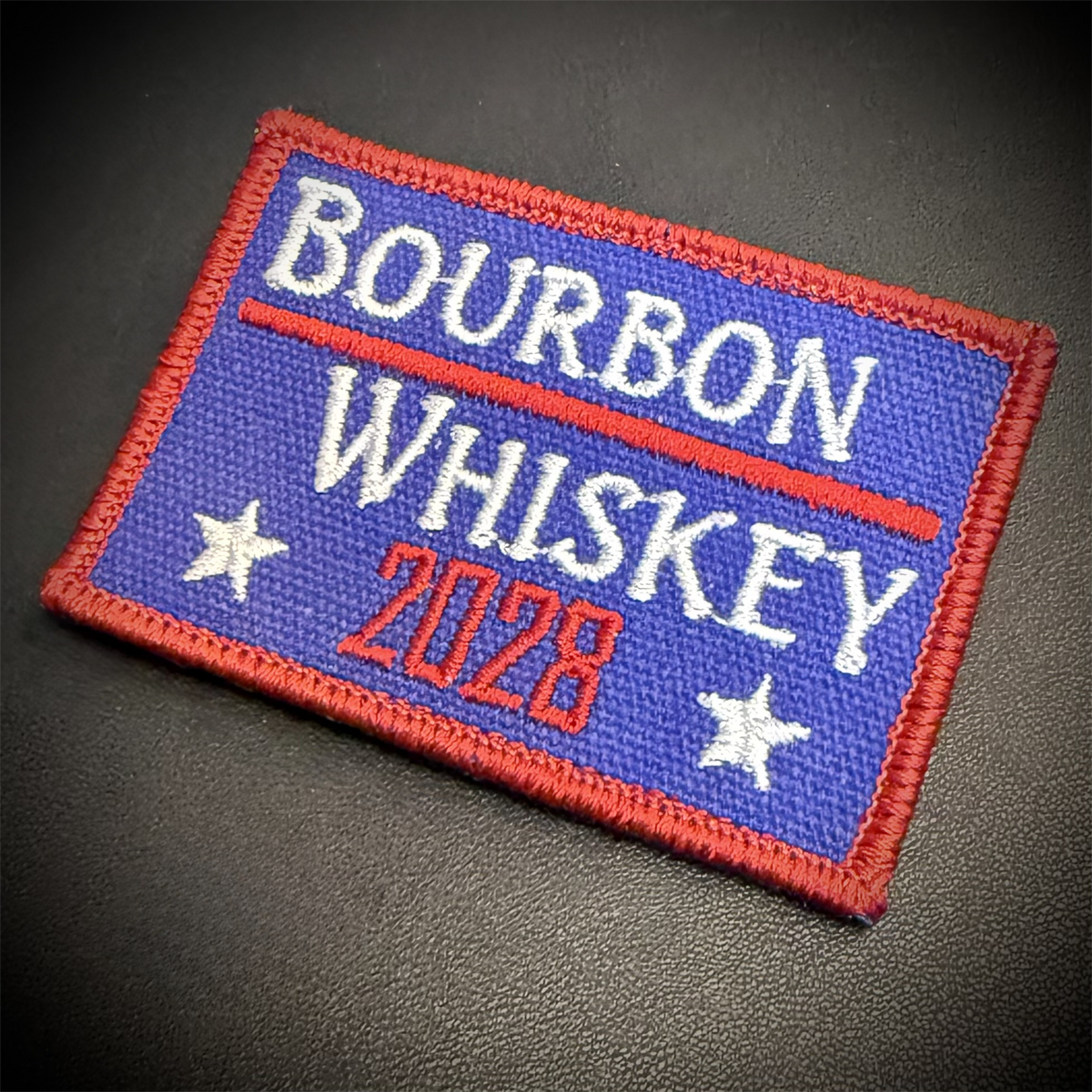 Bourbon & Whiskey for President 2028 Funny Embroidered Morale Patch, 2x3" | VELCRO® Brand Hook Backing