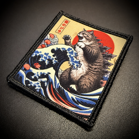 Catzilla Funny Cat Printed Morale Patch, 2.5x3" | VELCRO® Brand Hook Backing