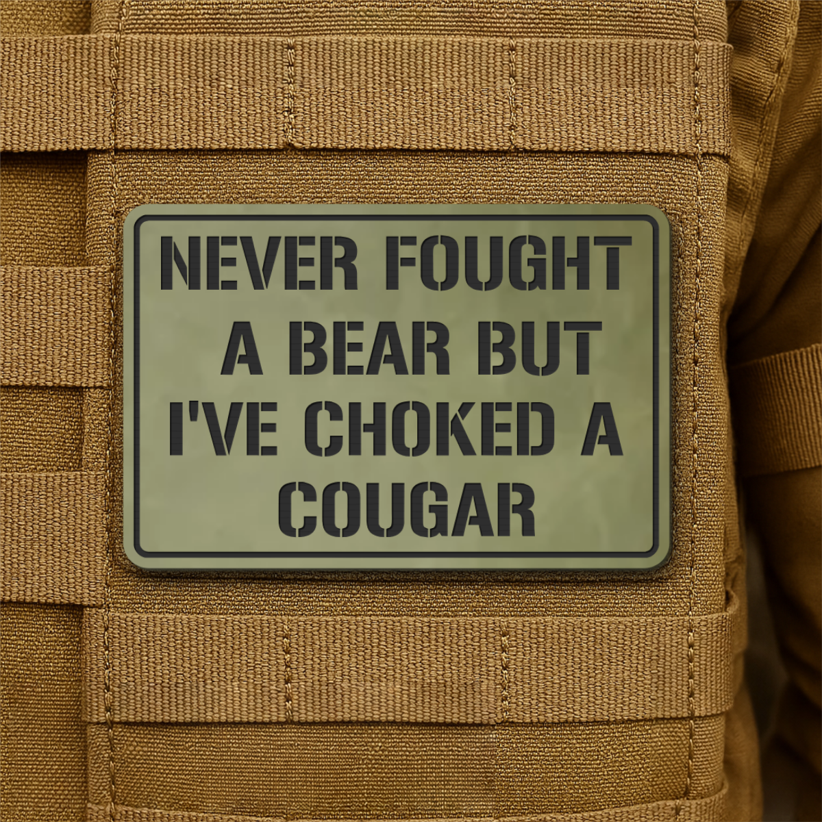 I’ve Choked A Cougar Laser Engraved Morale Patch, 2x3" | VELCRO® Brand Hook Backing