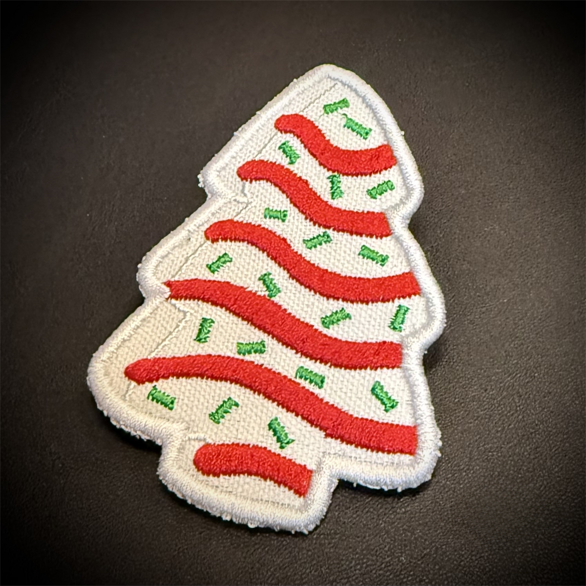 Christmas Tree Cake Funny Embroidered Morale Patch, 2.5x3.5" | VELCRO® Brand Hook Backing
