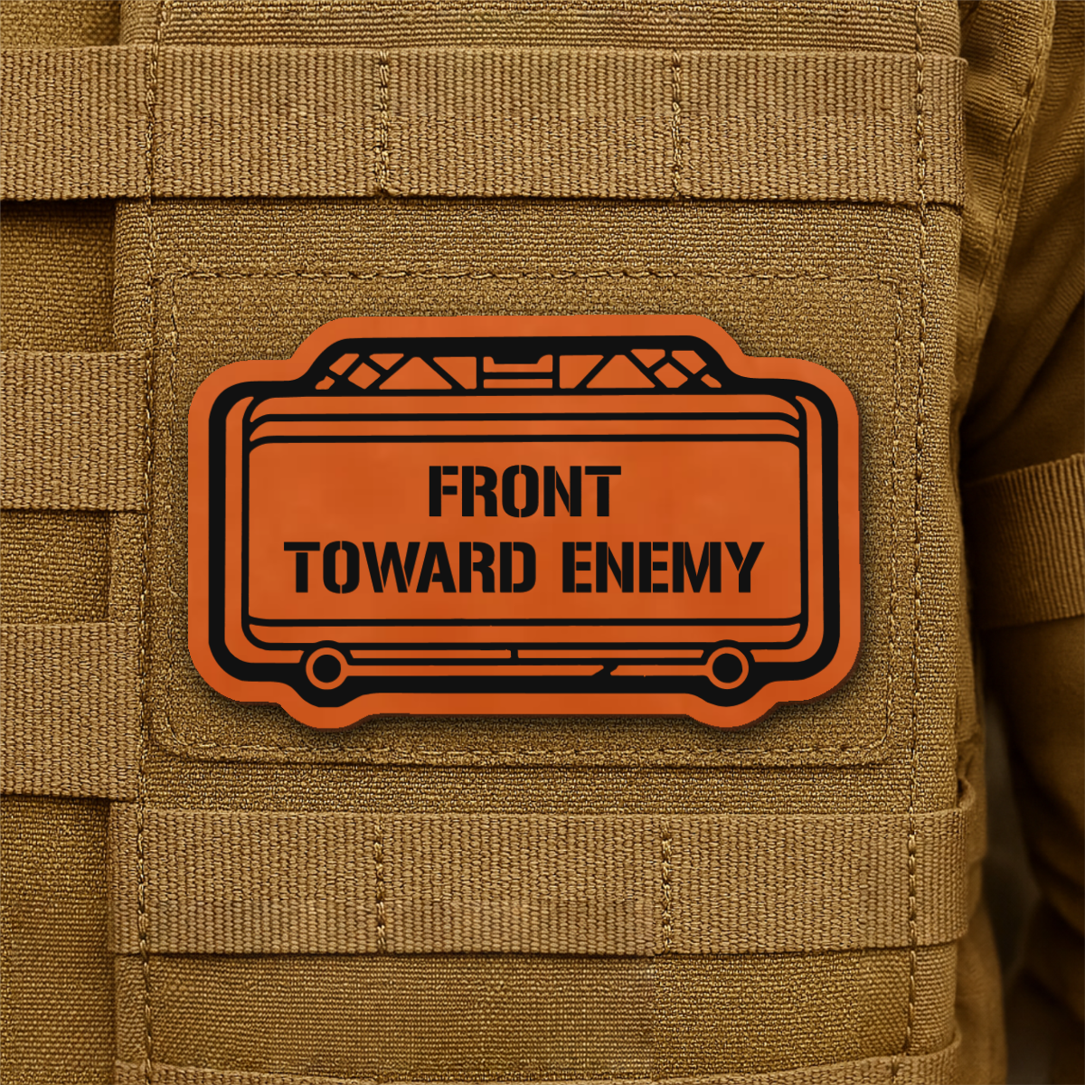 Claymore Mine “Front Toward Enemy” Laser Engraved Morale Patch, 1.8x3" | VELCRO® Brand Hook Backing