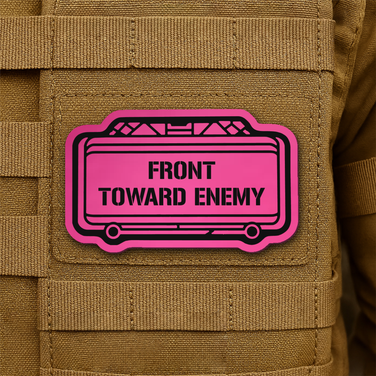 Claymore Mine “Front Toward Enemy” Laser Engraved Morale Patch, 1.8x3" | VELCRO® Brand Hook Backing