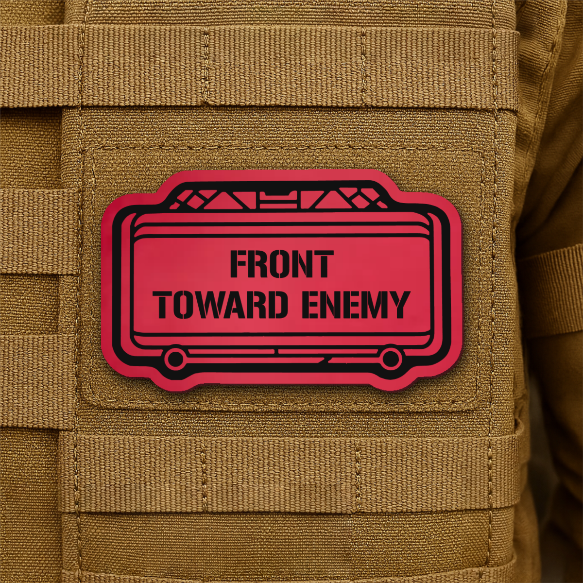 Claymore Mine “Front Toward Enemy” Laser Engraved Morale Patch, 1.8x3" | VELCRO® Brand Hook Backing
