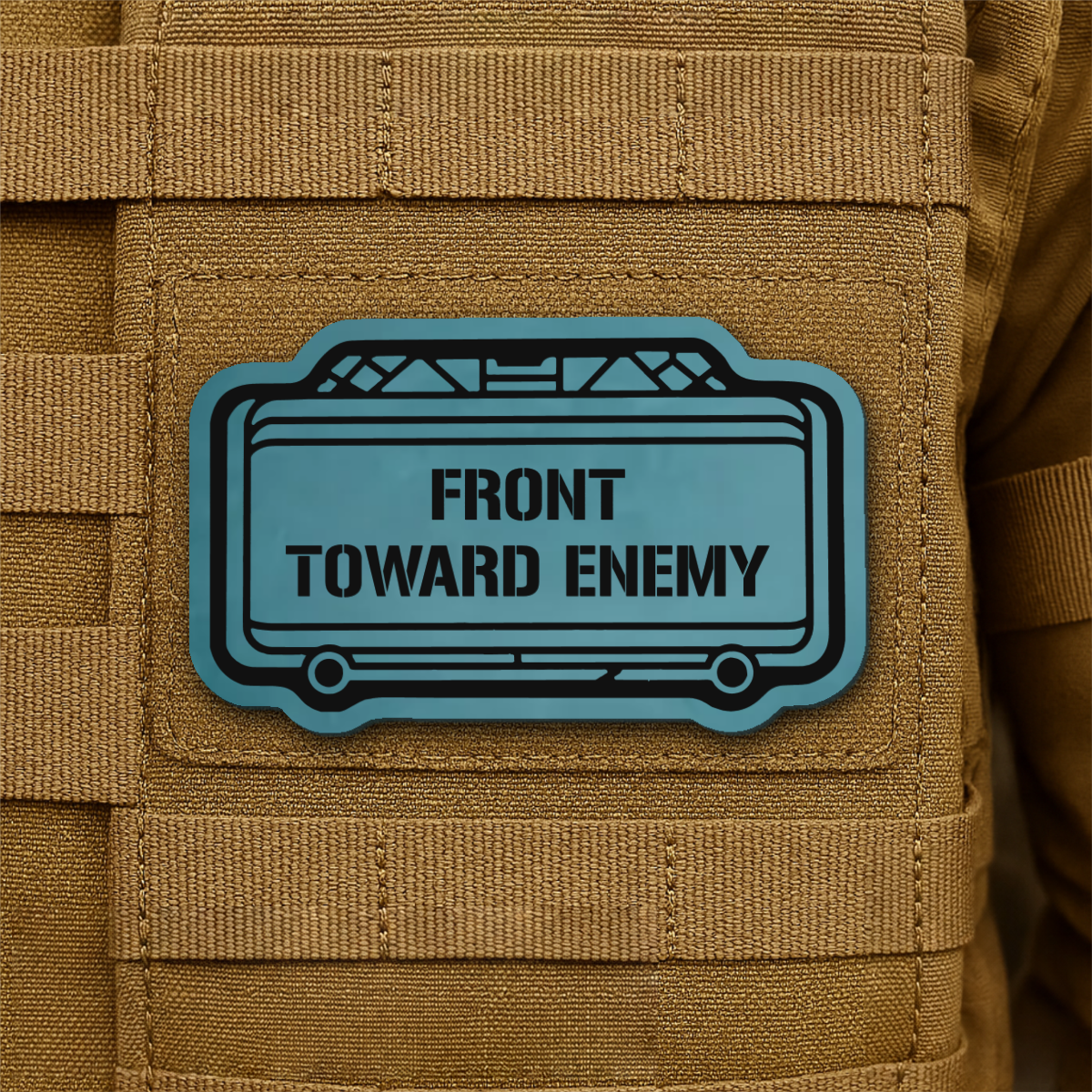 Claymore Mine “Front Toward Enemy” Laser Engraved Morale Patch, 1.8x3" | VELCRO® Brand Hook Backing