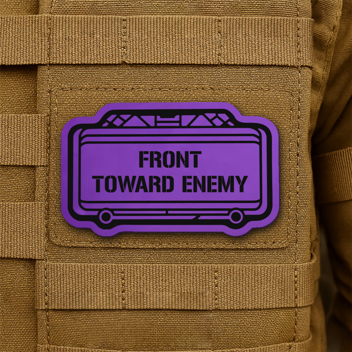 Claymore Mine “Front Toward Enemy” Laser Engraved Morale Patch, 1.8x3" | VELCRO® Brand Hook Backing