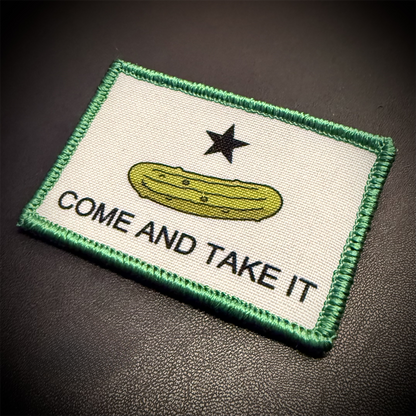 Come and Take It Pickle Texas Funny Printed Morale Patch, 2x3" | VELCRO® Brand Hook Backing