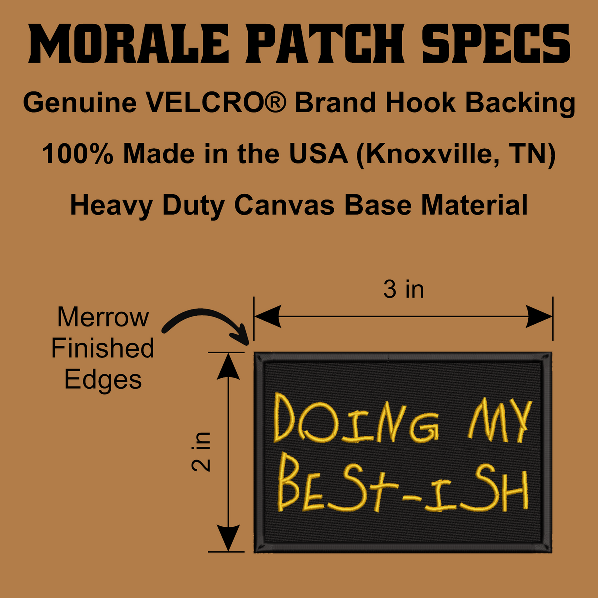 Doing My Best-ish Funny Morale Patch, 2x3" | Made in USA | VELCRO® Brand Hook Backing
