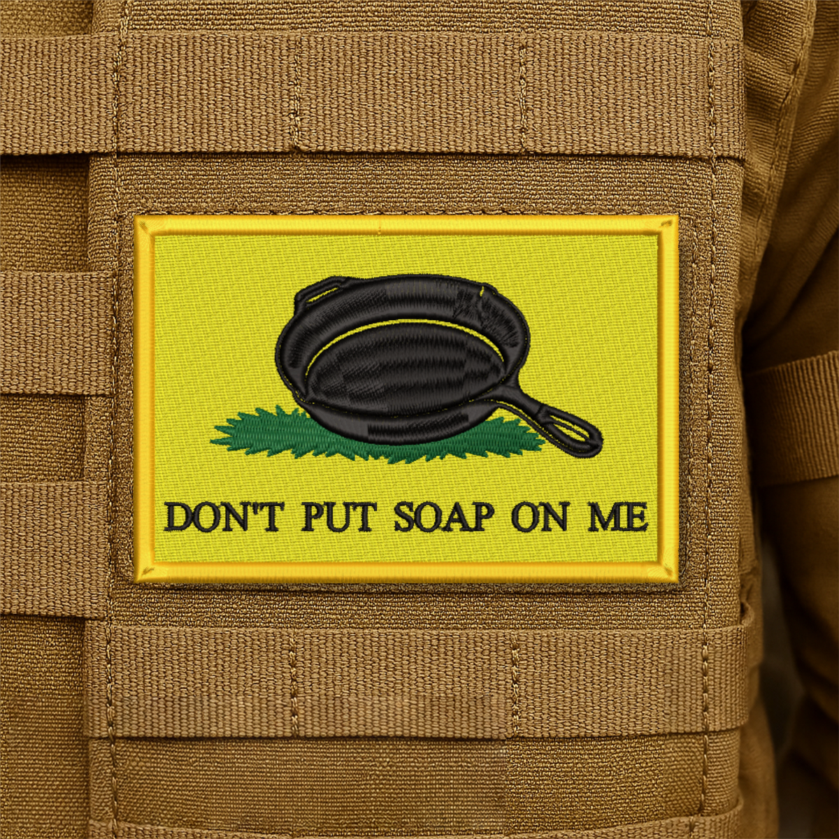 Don't Put Soap on Me Gadsden Funny Embroidered Patch, 2x3" | VELCRO® Brand Hook Backing