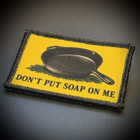 Don't Put Soap on Me Gadsden Skillet Printed Patch, 2x3" | VELCRO® Brand Hook Backing