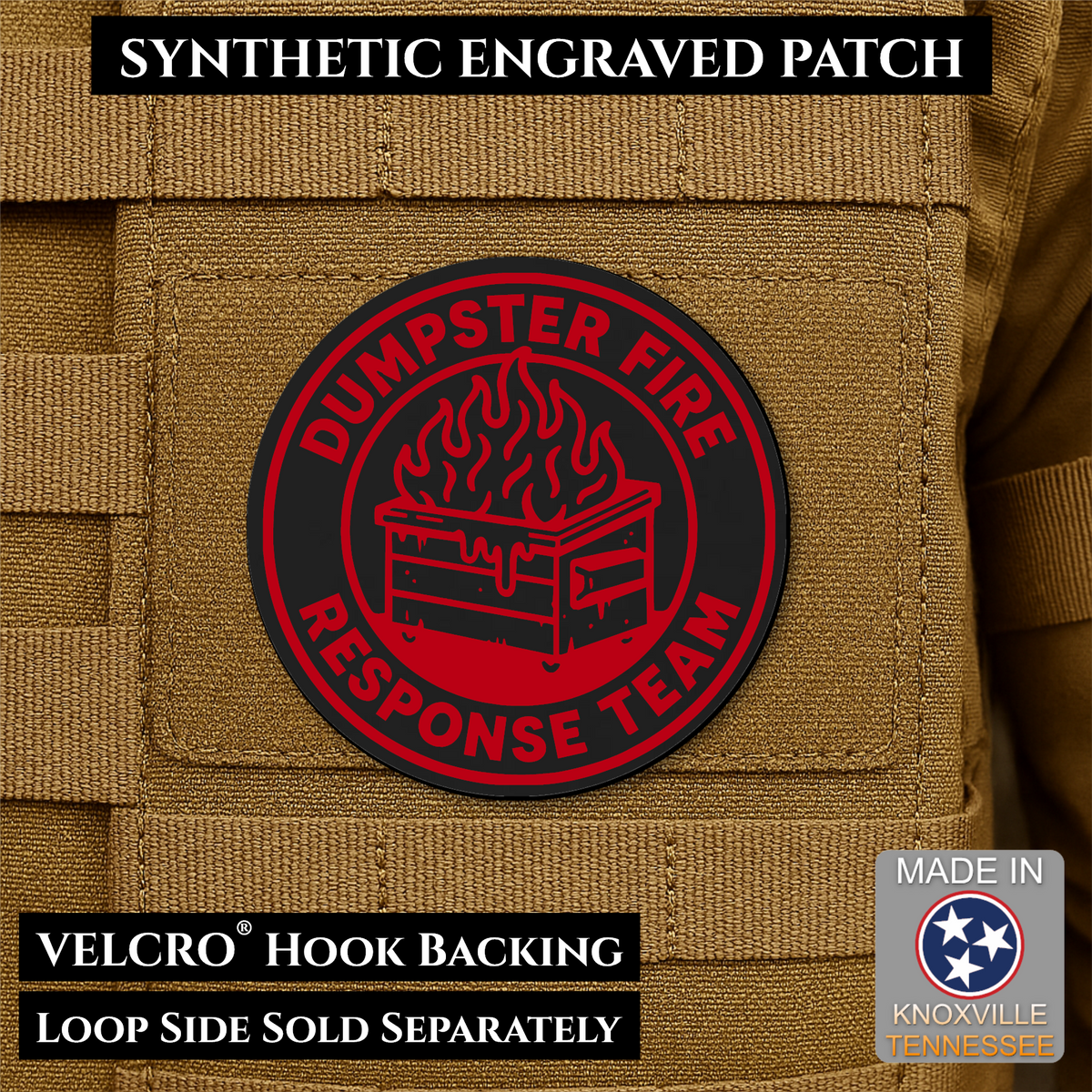 Dumpster Fire Response Team Funny Morale Patch | Made in USA | VELCRO® Brand Hook Backing