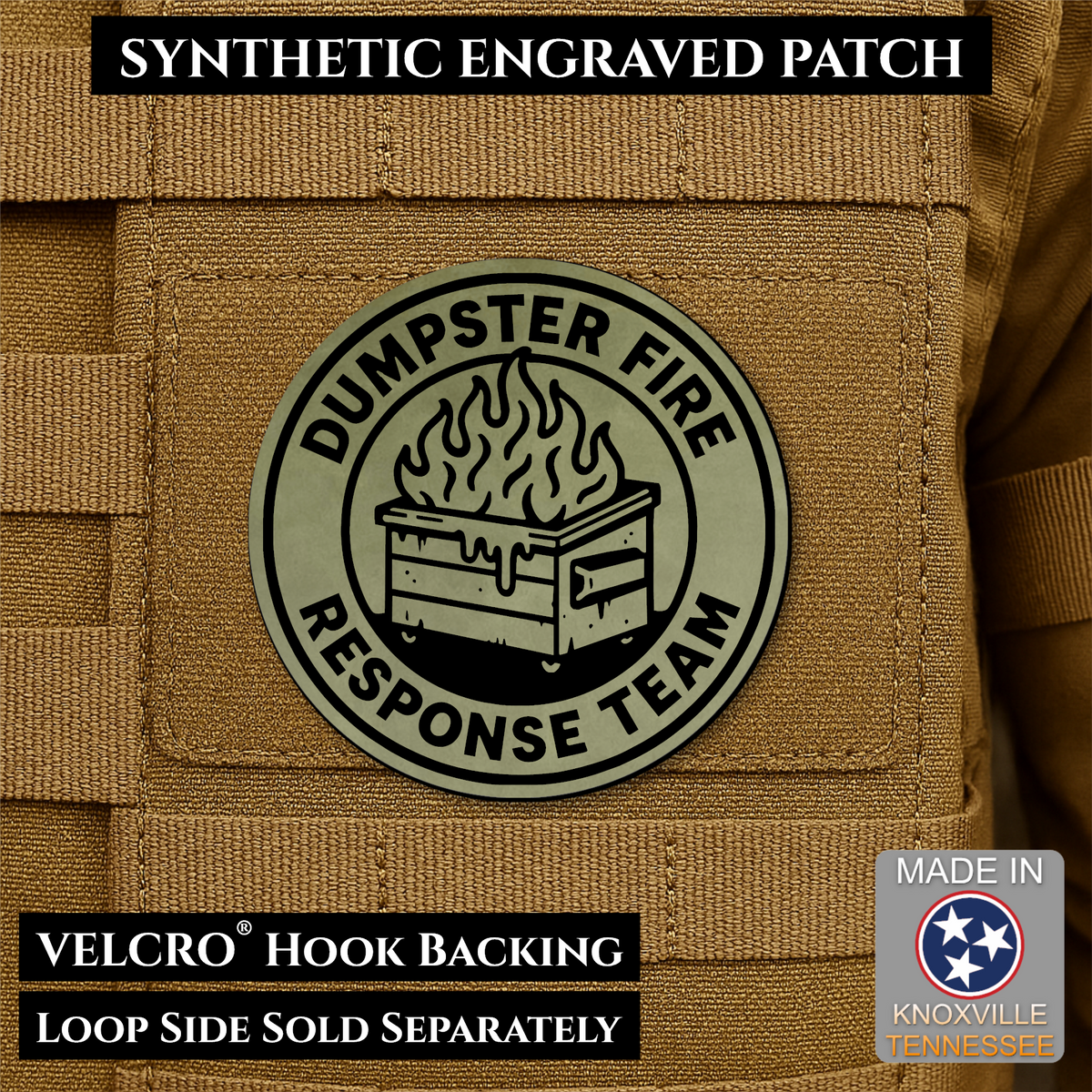 Dumpster Fire Response Team Funny Morale Patch | Made in USA | VELCRO® Brand Hook Backing