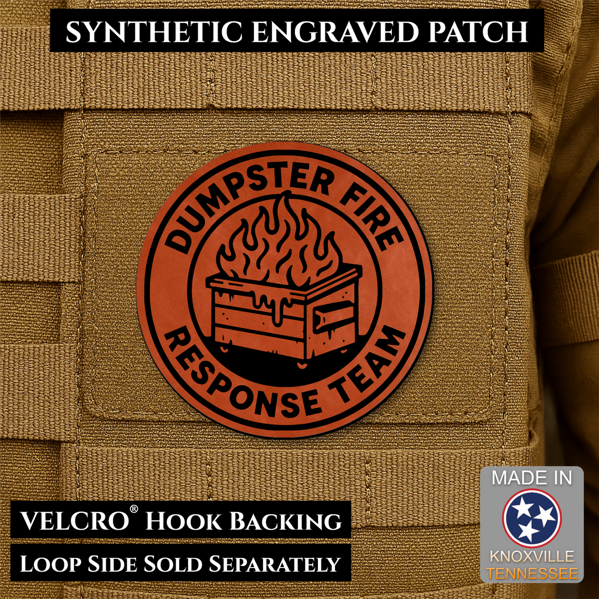 Dumpster Fire Response Team Funny Morale Patch | Made in USA | VELCRO® Brand Hook Backing