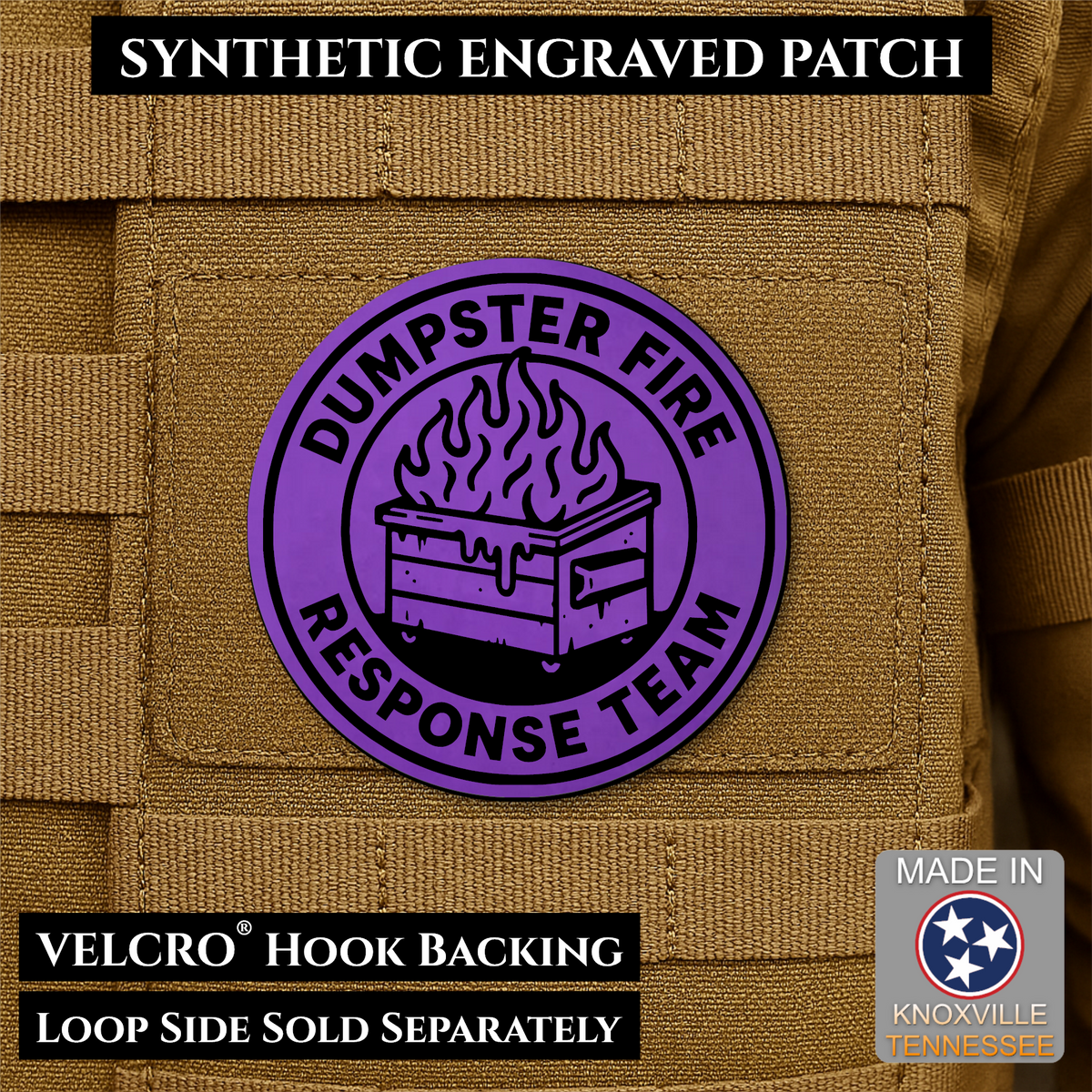 Dumpster Fire Response Team Funny Morale Patch | Made in USA | VELCRO® Brand Hook Backing