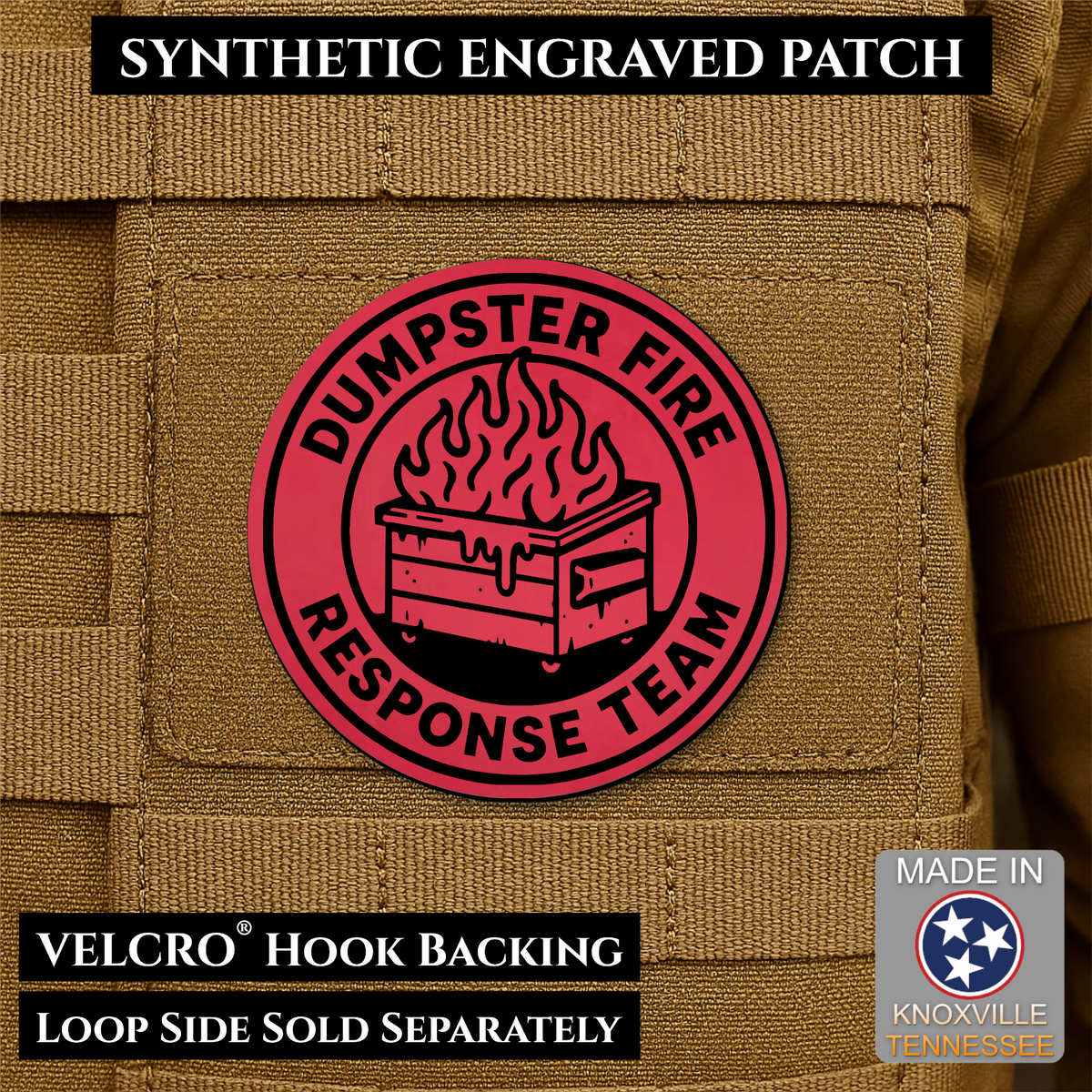 Dumpster Fire Response Team Funny Morale Patch | Made in USA | VELCRO® Brand Hook Backing