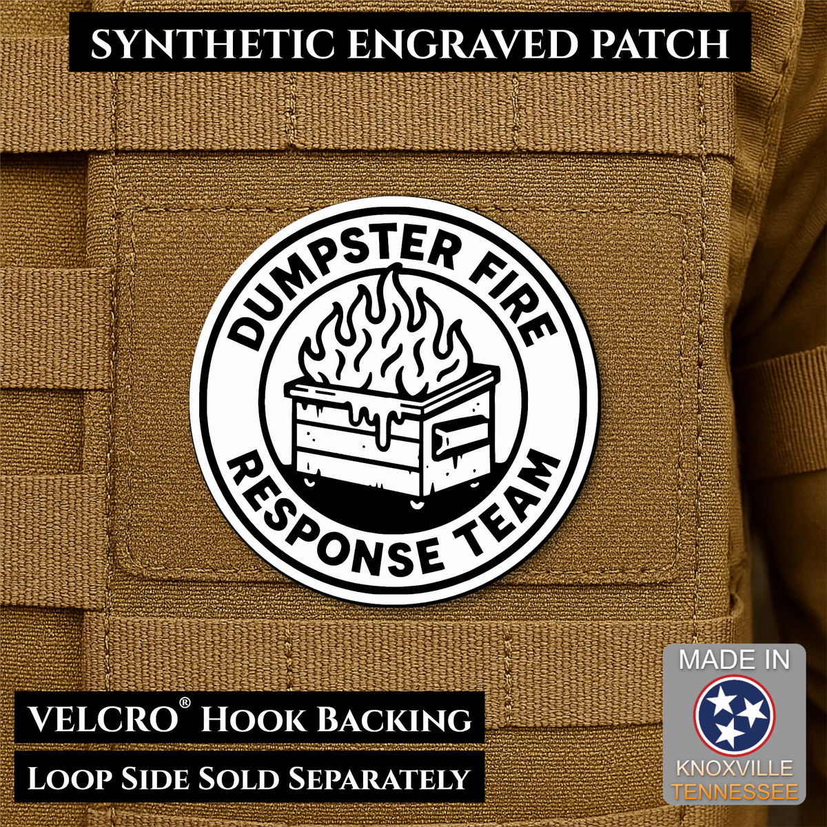 Dumpster Fire Response Team Funny Morale Patch | Made in USA | VELCRO® Brand Hook Backing