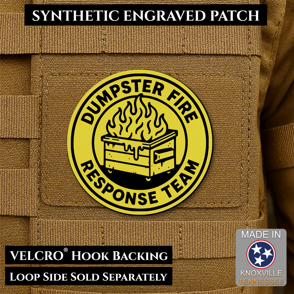 Dumpster Fire Response Team Funny Morale Patch | Made in USA | VELCRO® Brand Hook Backing