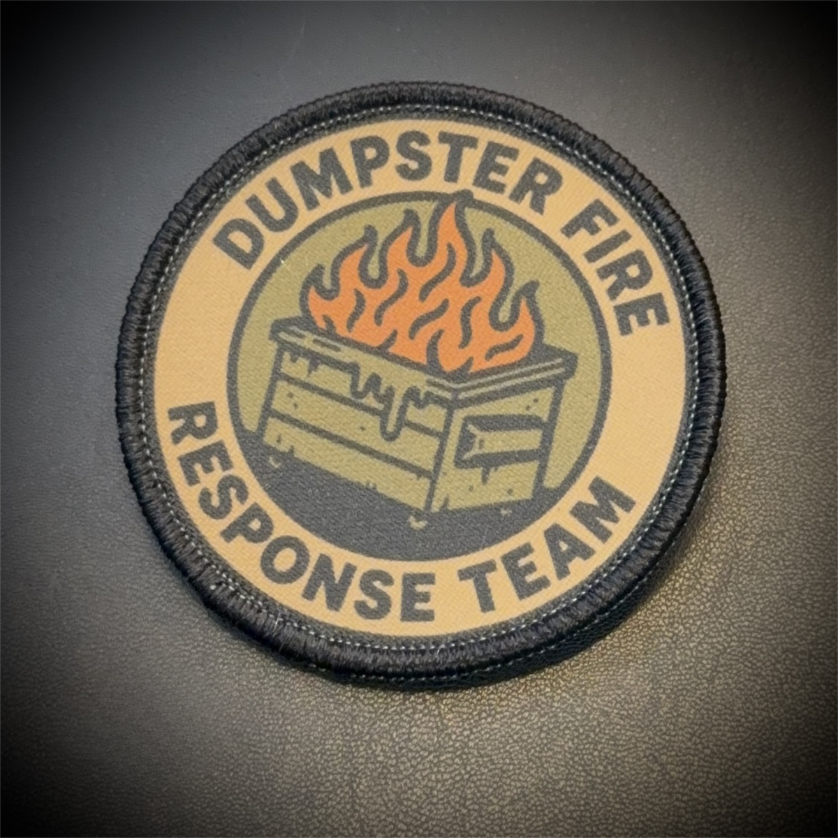 Dumpster Fire Response Team Funny Printed Morale Patch, 3" Round | VELCRO® Brand Hook Backing