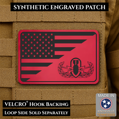 EOD Bomb Squad American Flag Morale Patch, 2x3" | Made in USA | VELCRO® Brand Hook Backing