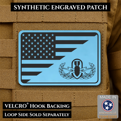 EOD Bomb Squad American Flag Morale Patch, 2x3" | Made in USA | VELCRO® Brand Hook Backing