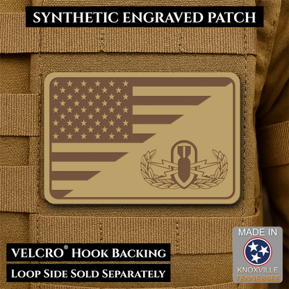 EOD Bomb Squad American Flag Morale Patch, 2x3" | Made in USA | VELCRO® Brand Hook Backing