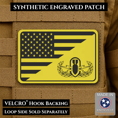 EOD Bomb Squad American Flag Morale Patch, 2x3" | Made in USA | VELCRO® Brand Hook Backing