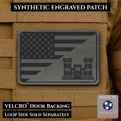 Army Combat Engineer American Flag Morale Patch, 2x3" | Made in USA | VELCRO® Brand Hook Backing