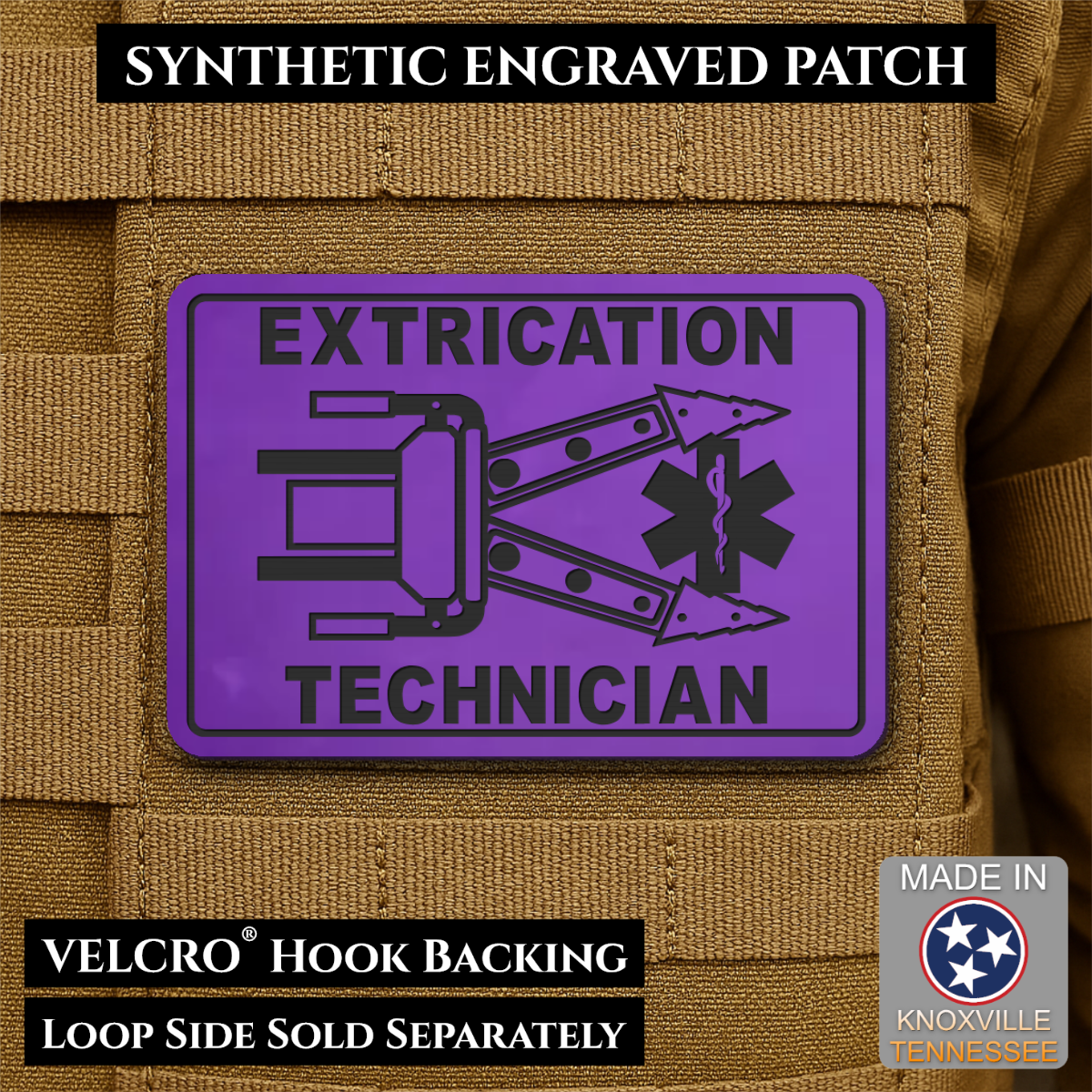 Vehicle Extrication Technician - Jaws of Life Patch - Morale Patch, 2x3" | Made in USA | VELCRO® Brand Hook Backing