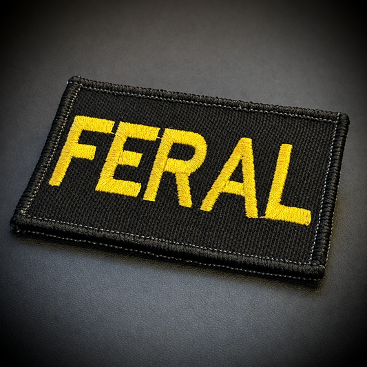 Feral & Wild Funny Embroidered Morale Patch, 2x3" | VELCRO® Brand Hook Backing