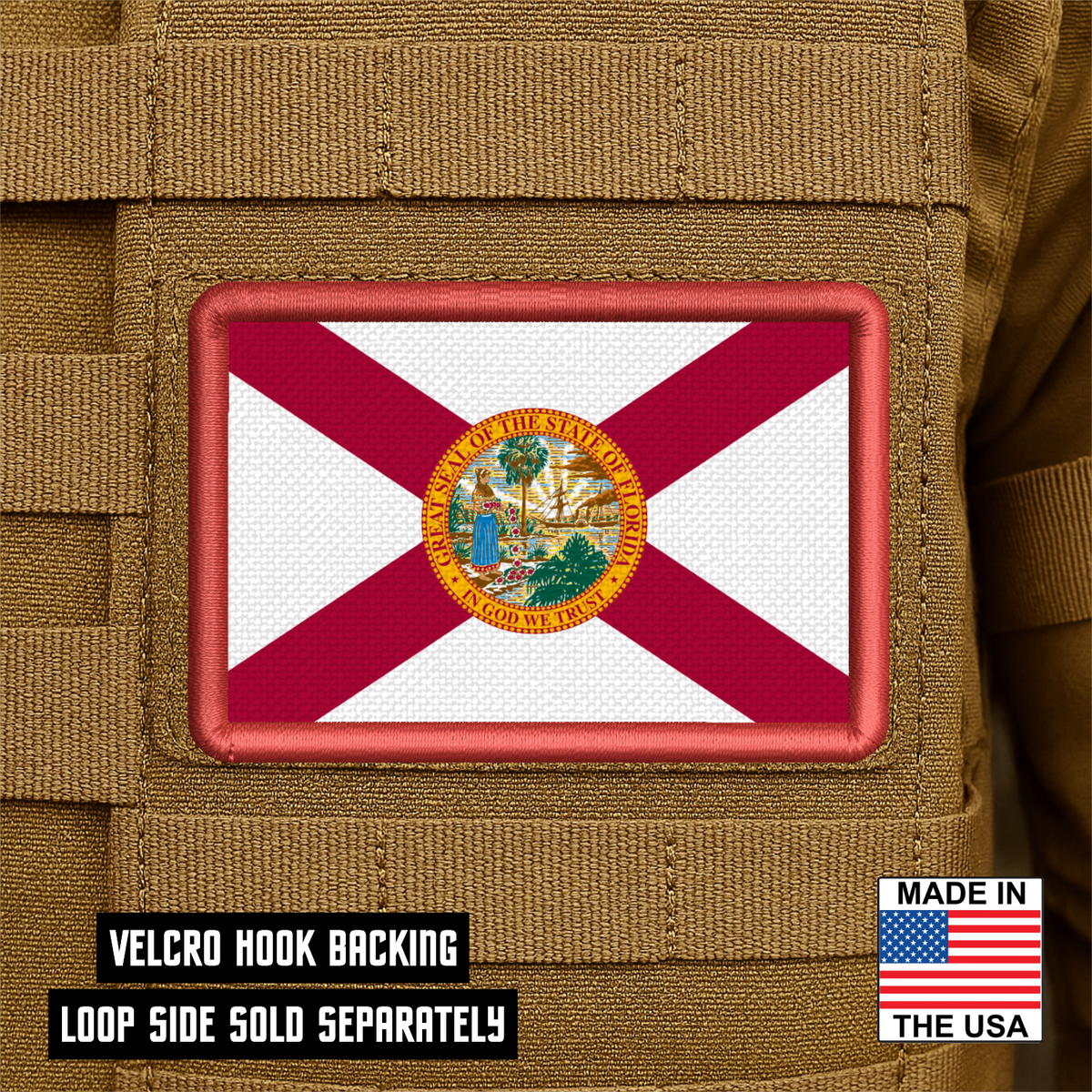 Florida State Flag Patch 2"x3" Hook & Loop | Made in USA | Pro-Print Full Color & Tactical Options