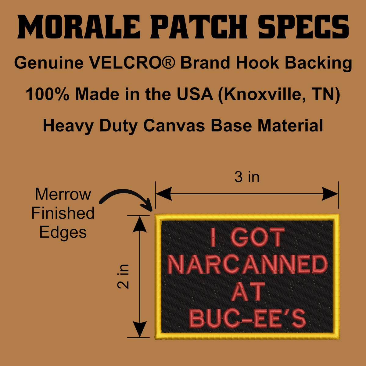 I Got Narcanned At Buc-ee's Funny Morale Patch, 2x3" | Made in USA | VELCRO® Brand Hook Backing