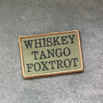 Whiskey Tango Foxtrot WTF Funny Morale Patch, 2x3" | Made in USA | VELCRO® Brand Hook Backing