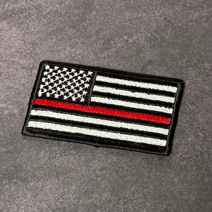 Thin Red Line American Flag Firefighter Patch, 2x3.5" | Made in USA | VELCRO® Brand Hook Backing