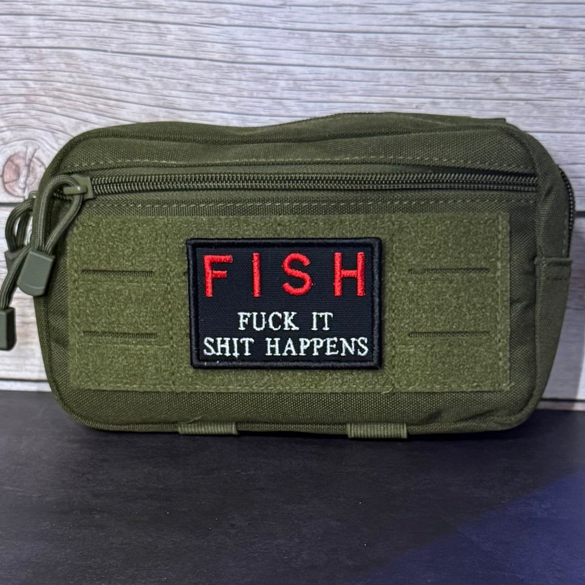F.I.S.H. Fuck It, Shit Happens Funny Embroidered Morale Patch, 2x3" | VELCRO® Brand Hook Backing