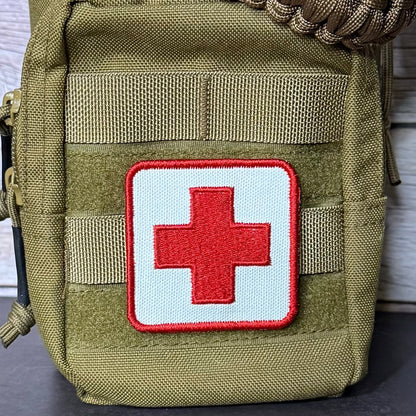 Med-Kit IFAK First-Aid Pouch ID Patch, 2.5x2.5" | Made in USA | VELCRO® Brand Hook Backing