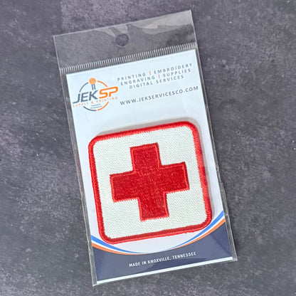 Med-Kit IFAK First-Aid Pouch ID Patch, 2.5x2.5" | Made in USA | VELCRO® Brand Hook Backing