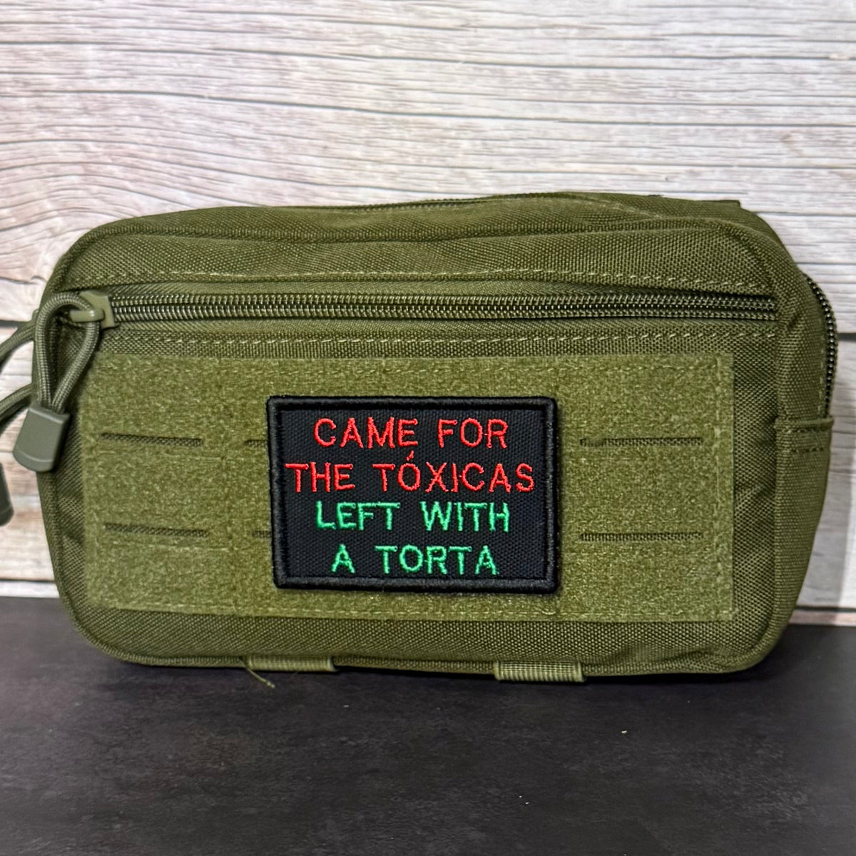 Came For The Toxicas, Left With A Torta Funny Embroidered Morale Patch, 2x3" | VELCRO® Brand Hook Backing