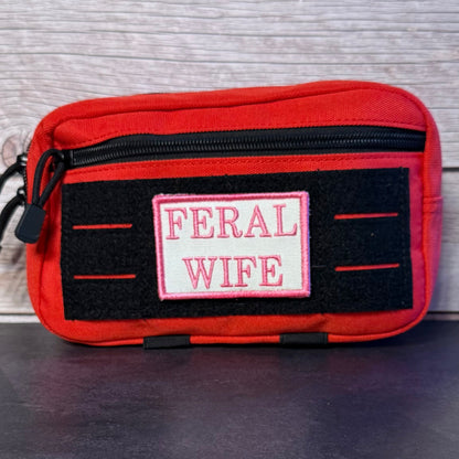 Feral Wife Funny Morale Patch, 2x3" | Made in USA | VELCRO® Brand Hook Backing