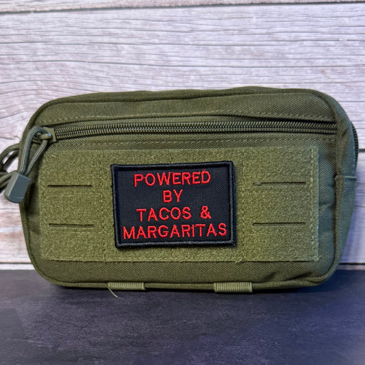 Powered By Tacos & Margaritas Funny Embroidered Morale Patch, 2x3