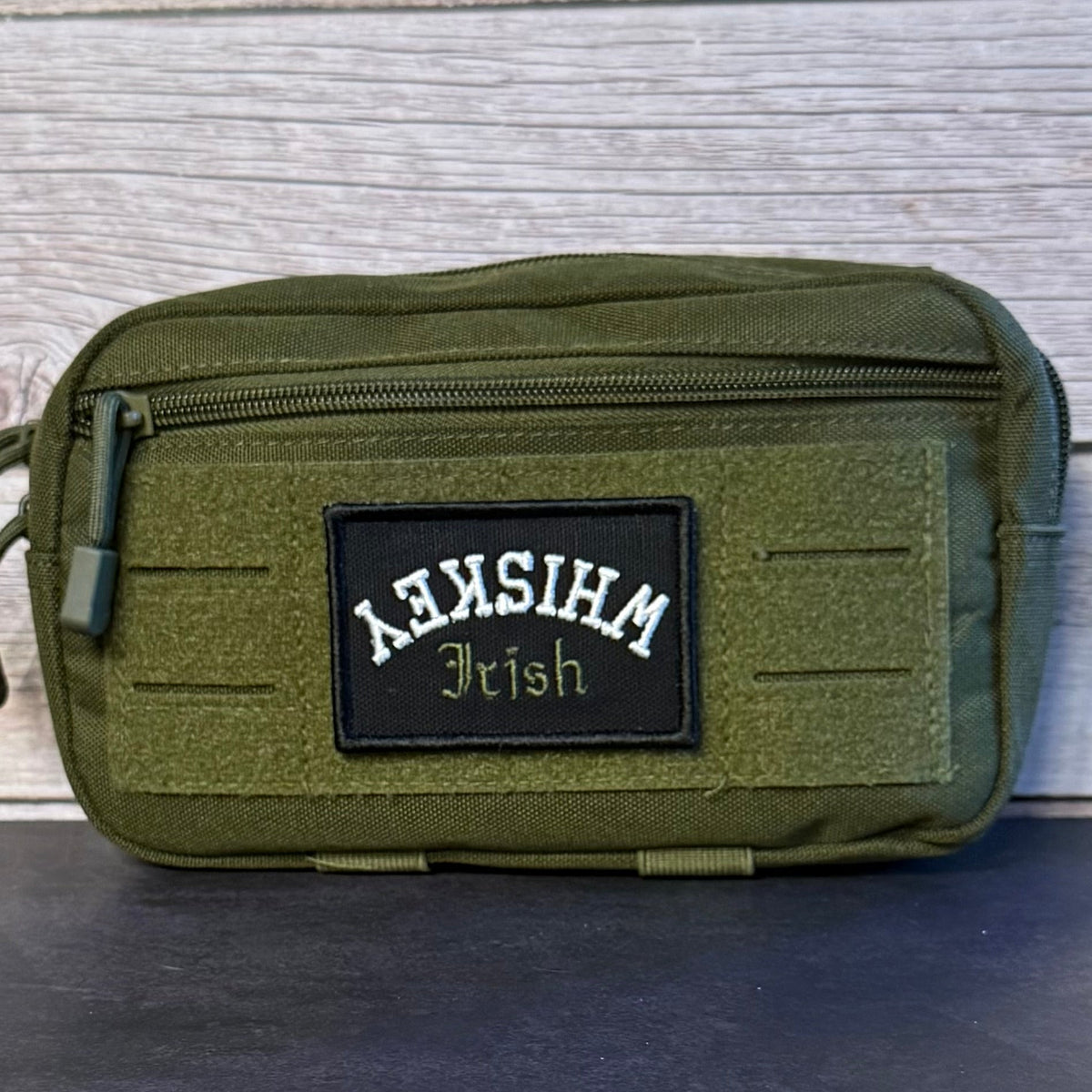 Irish Whiskey Upside Down Funny Morale Patch, 2x3" | Made in USA | VELCRO® Brand Hook Backing