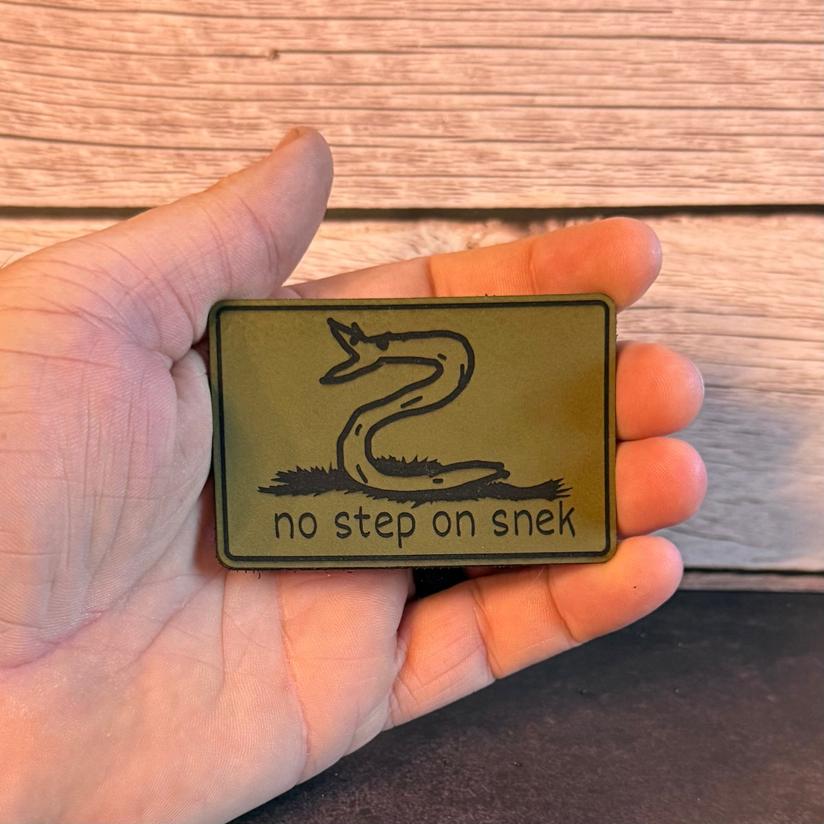 No Step On Snek Funny Morale Patch, 2x3" | Made in USA | VELCRO® Brand Hook Backing