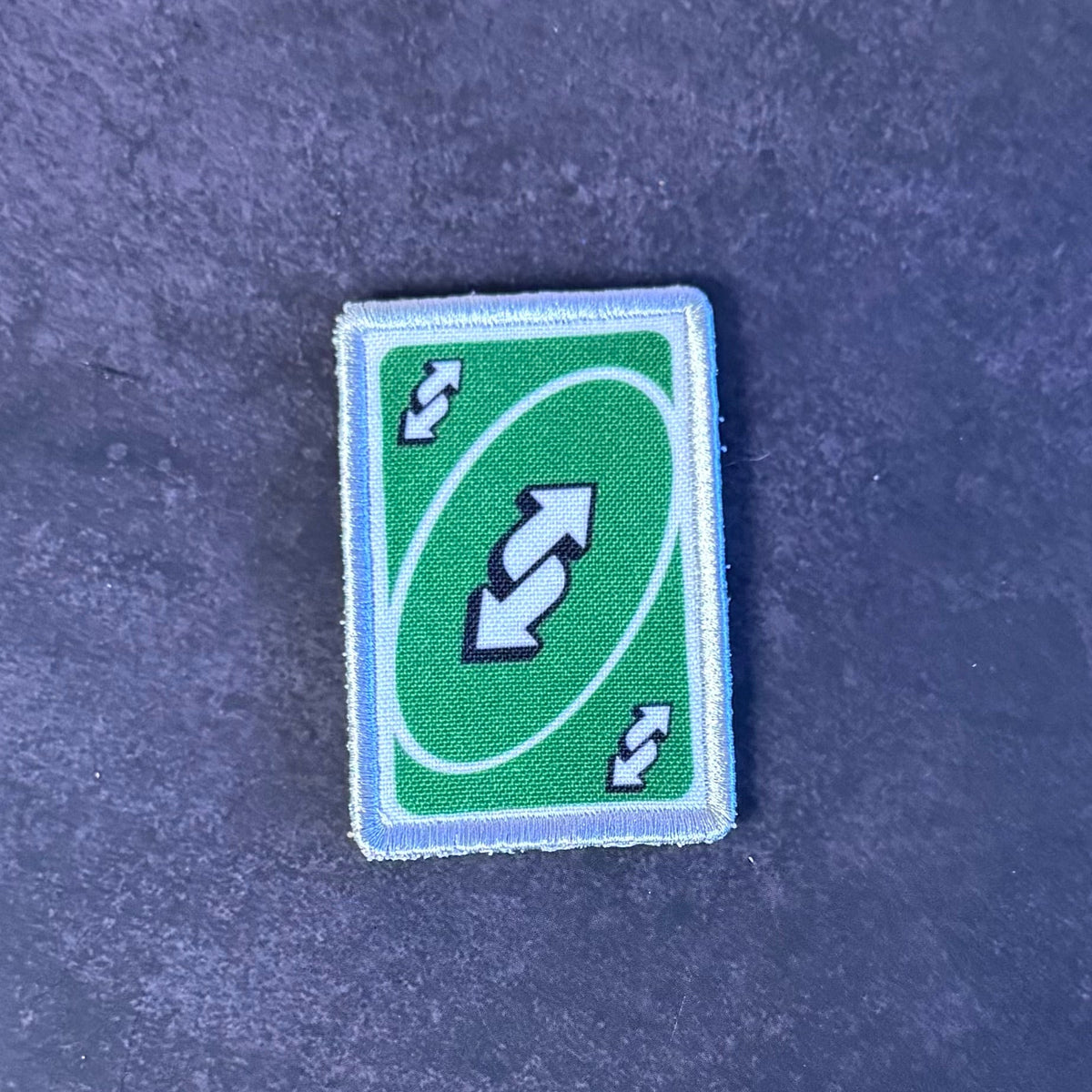 UNO Reverse Card Funny Morale Patch, 2x3" | Made in USA | VELCRO® Brand Hook Backing