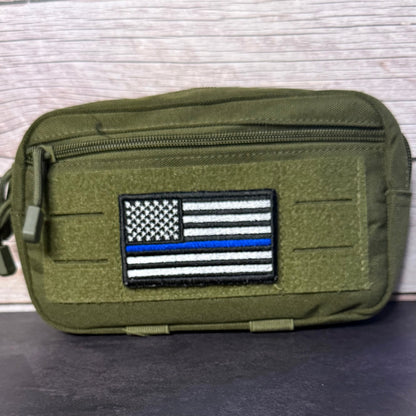 Thin Blue Line American Flag Patch for Law Enforcement, 2x3.5" | Made in USA | VELCRO® Brand Hook Backing