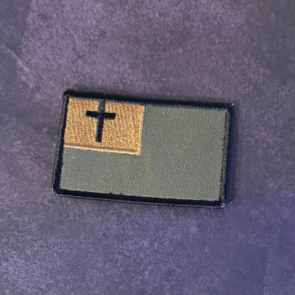 Tactical and White/Blue Christian Flag Patches, 2x3.5" | Made in USA | VELCRO® Brand Hook Backing