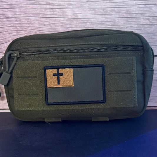 Christian Flag Embroidered Patch – Blue/White or Tactical, 2x3.5